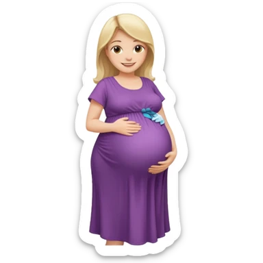 heavily pregnant woman with very large overdue belly sticker
