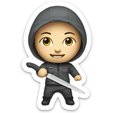 Doll with a knife sticker