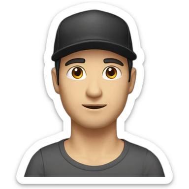 man,-caucasian,-with-a-brown-cap- -and-black-t-shirt- half body- black hair, black eyeblack-without suitcase sticker