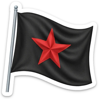 A black flag with a red star and a white line running through the middle of the star. sticker