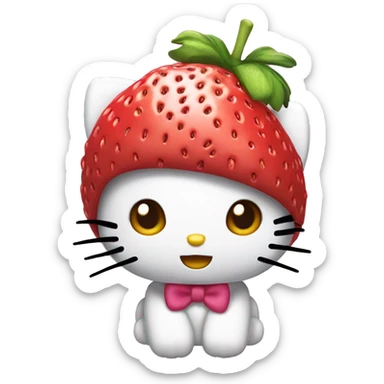 Hello kitty with a strawberry hat sticker