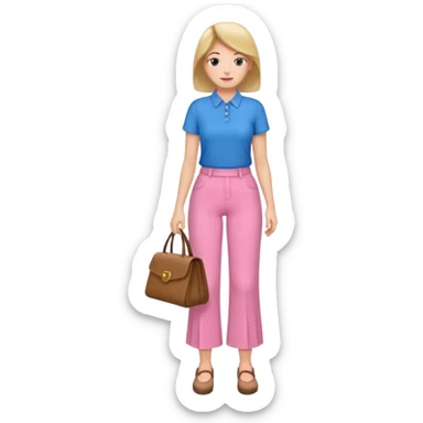 A woman with pants ☺️👖and a skirt and pink pants and blue shirt sticker