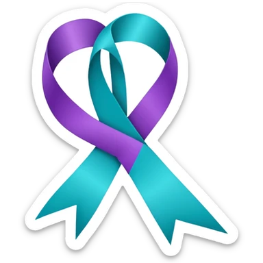 Purple and teal Suicide awareness ribbon sticker