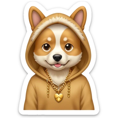 Dog hoodie and gold chain necklace sticker