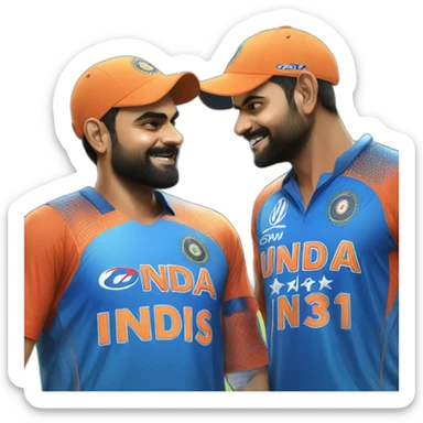 Dhoni with virat kohli body sticker