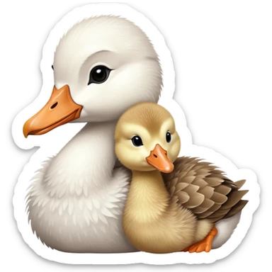 baby goose cuddling another baby goose  sticker