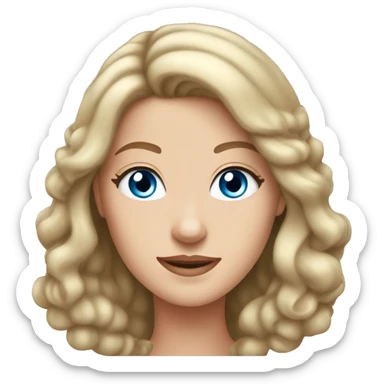use the queen emoji but make a white girl with brown hair and blue eyes sticker