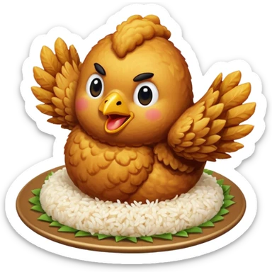 chicken dancing on top of rice (a chicken rice emoji) sticker