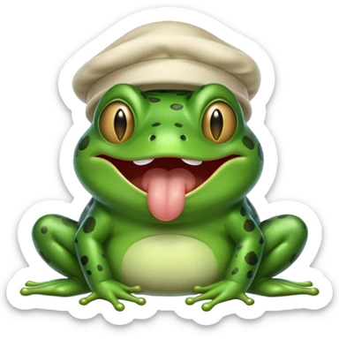sleepy frog with nightcap yawning cutely sticker