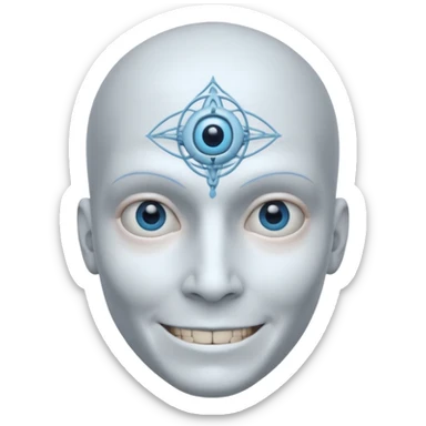 mutant test subject portrait, head and shoulders only, third eye on forehead, pale skin, creepy calm smile, lab experiment style, 3D cartoon, mobile game icon style, clean background, no text, no watermark

 sticker