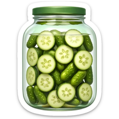 glass jar with sliced pickles in brine sticker