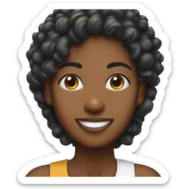 Mulher negra, Nutricionista com jaleco , cabelos curto liso, sorriso, olhos e cabelos castanhos.  sticker