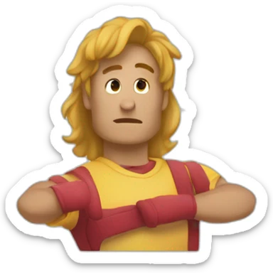 yo con poco pelo alzando los brazos de triunfo sticker