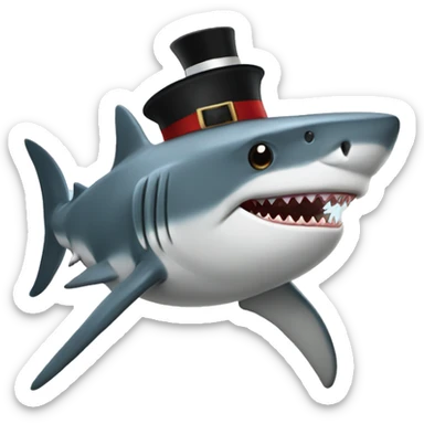 Shark with a top hat sticker