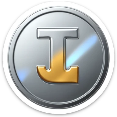 silver coin with the letter "T" on it sticker