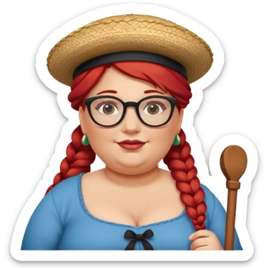 woman glassess, very fat venice gondolier with iconic hat and red hair woman braided sticker