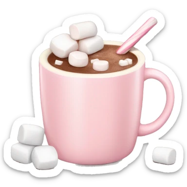 Light Pink mug of hot chocolate with marshmallows  sticker