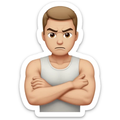 arms crossed holding neck angry guy sticker