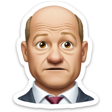 photorealistic Olaf Scholz embarrassed, guiltily shrugs sad sticker