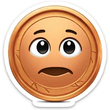 penny coin with a cute face sticker