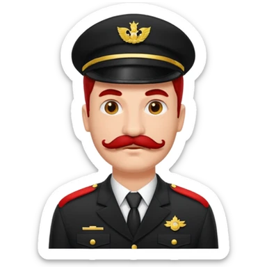 Voici ma recherche Homme cheveux noirs moustache carré uniforme noir et rouge sticker