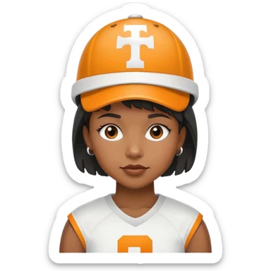 Black girl with short hair mullet and a Tennessee football hat sticker