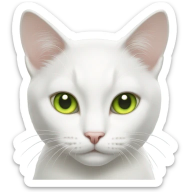 White cat with green yellowish eyes  sticker