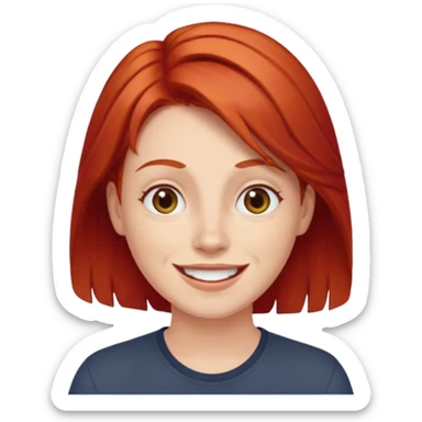 emoji of a 30-year-old person with red hair and a happy expression sticker
