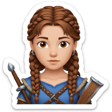 Girl viking brown hair sticker