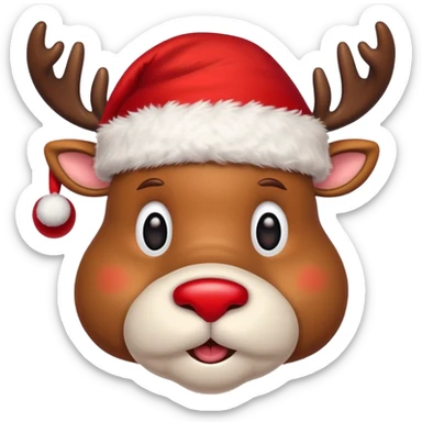 Christmas reindeer face with christmas accessories sticker