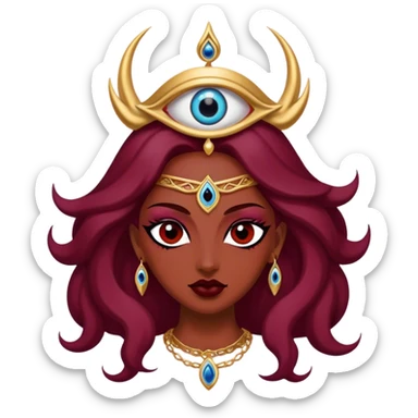 Triple Goddess of the Evil Eye burgundy sticker