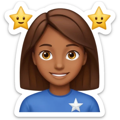 Color de piel moreno ojos de estrella riéndose y pelo café  sticker