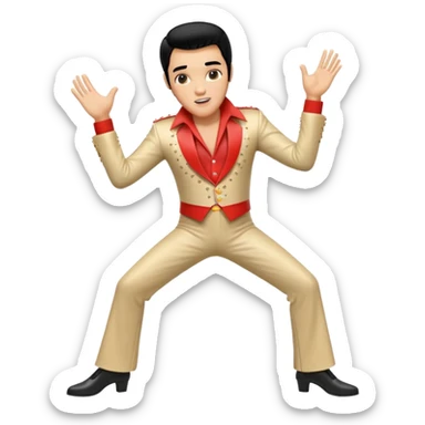 3-d, realistic, Elvis in his signature dance sticker