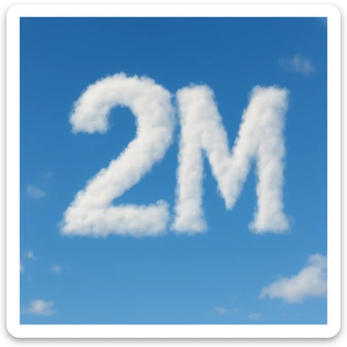 A cloud formation shaped like the number 2 and the letter M together. sticker