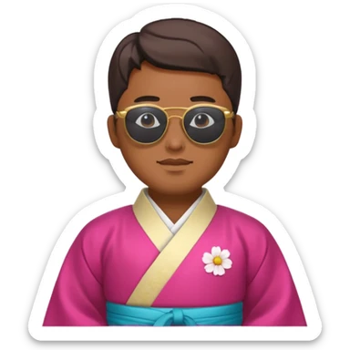 korean hanbok with ancient mayan man with sunglasses sticker