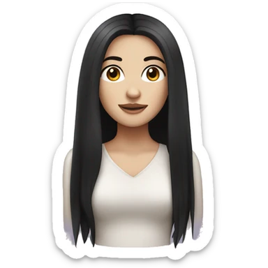 White girl with long black hair and brown eyes  sticker