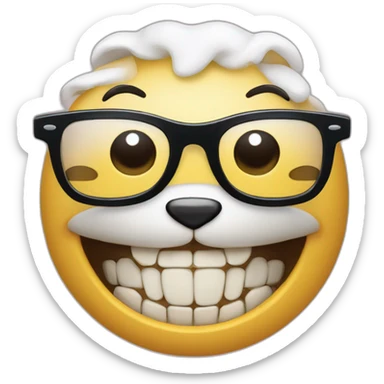 Itello avec Des dents de lapins, un appareil dentaire et des lunettes qui lève le doigt sticker