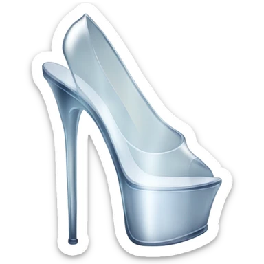 clear high heel with plateau sticker