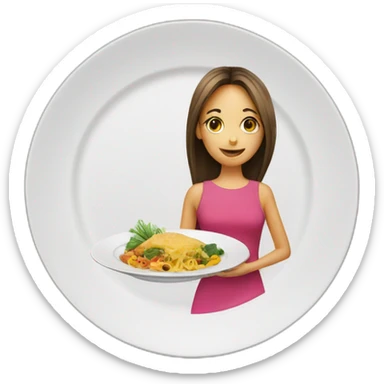 dinner plate with girl sticker