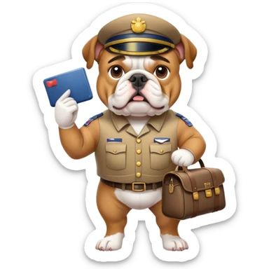 english bulldog with a postman sticker
