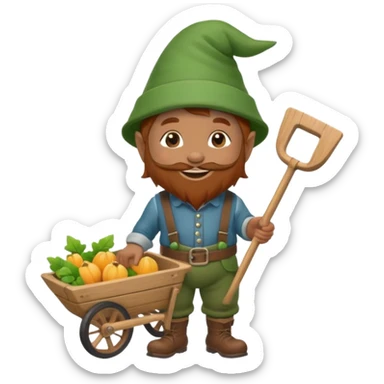 gnome with wheelbarrow sticker