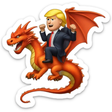 Trump on a dragon flying to jail sticker