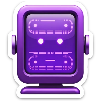 A futuristic terminal prompt colored purple ascii characters retro style sticker