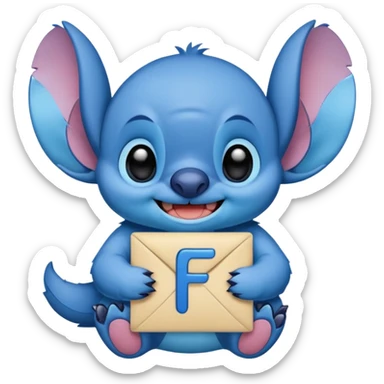 Stitch with the alphabet f sticker