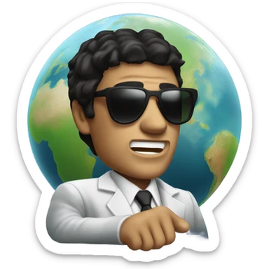 Tony Montana sunglasses the earth in his hand sticker