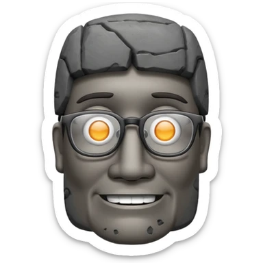 Un moai tranquilo con unos lentes y una sonrisa simple sin mostrar los dientes sticker