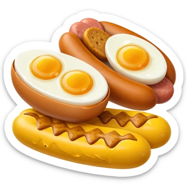 Two boiled eggs and two breakfast sausage aesthetic sticker