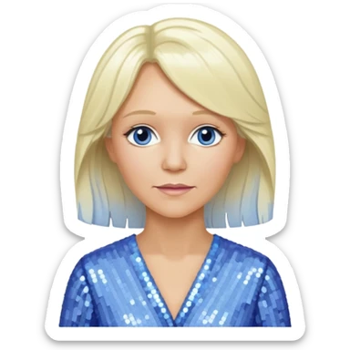  Agnetha Fältskog from ABBA with long platinum blonde hair, periwinkle sequin outfit  sticker