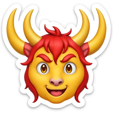 😈 emoji but red with yellow horns sticker