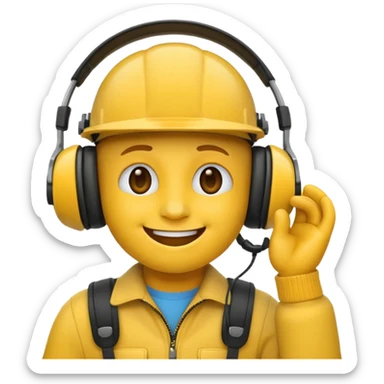 un emoji qui écoute de la musique avec un casque avec un léger sourire sticker
